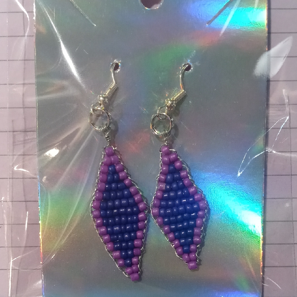 Elegant Blue and Purple Beaded Earrings